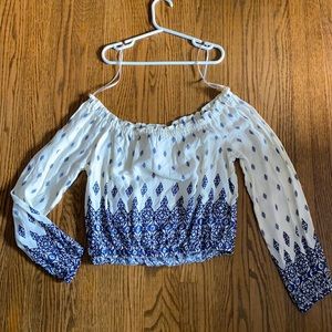 H&M Off-shoulder Boho Crop Top Blouse